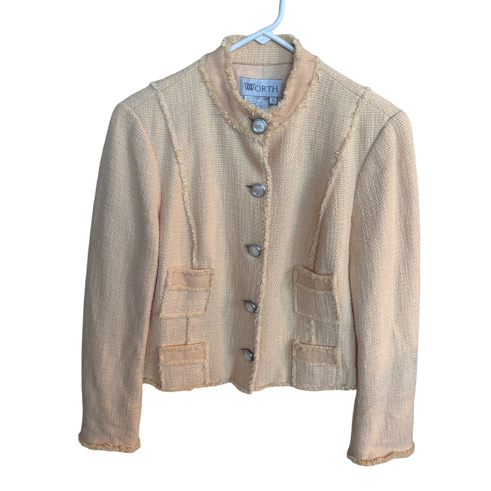 Worth Women's Vintage Light Yellow Jacket Tweed Jacket Sz 12
